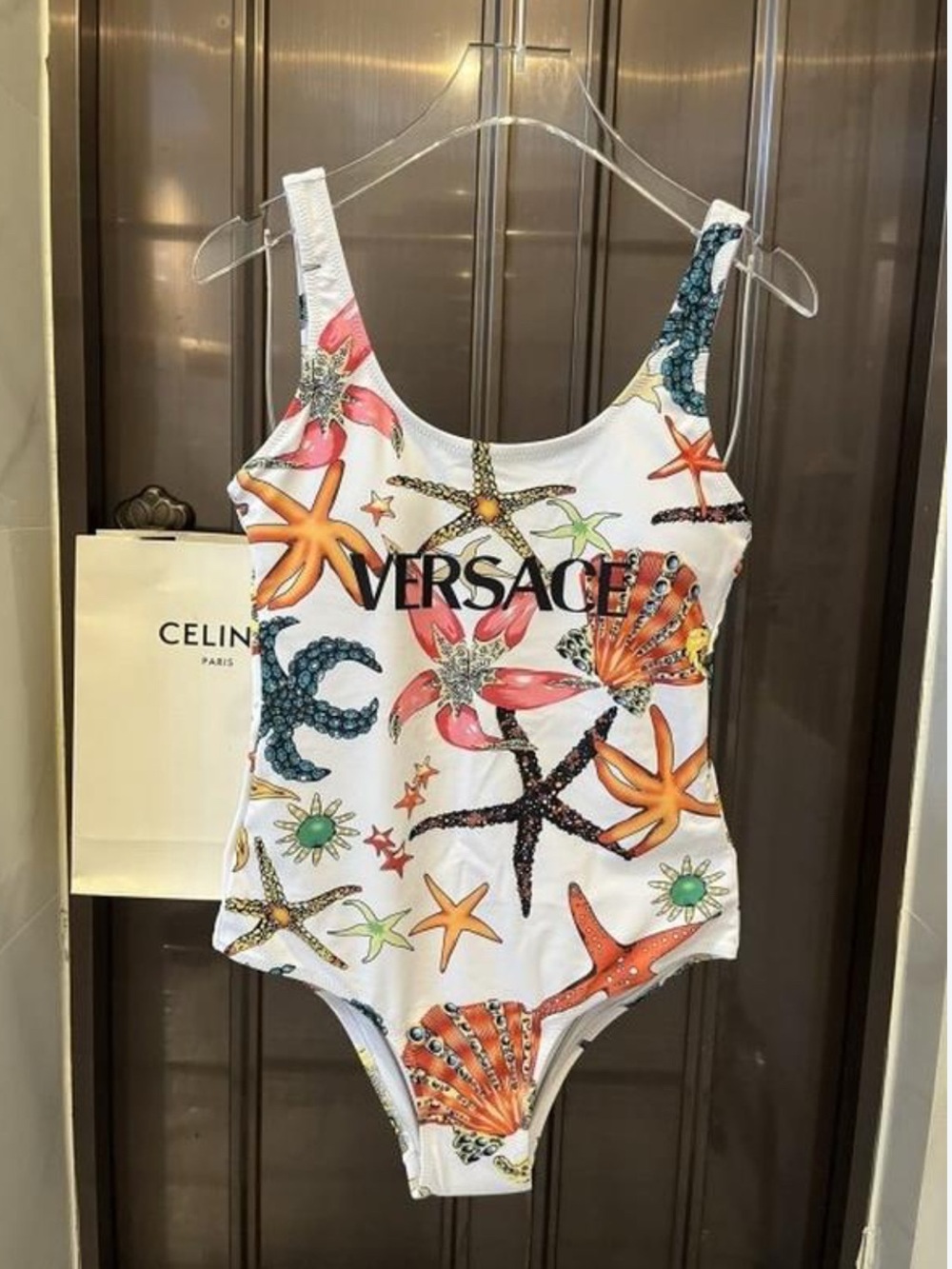 Versace White Floral Print One-Piece Swimsuit Women Size L